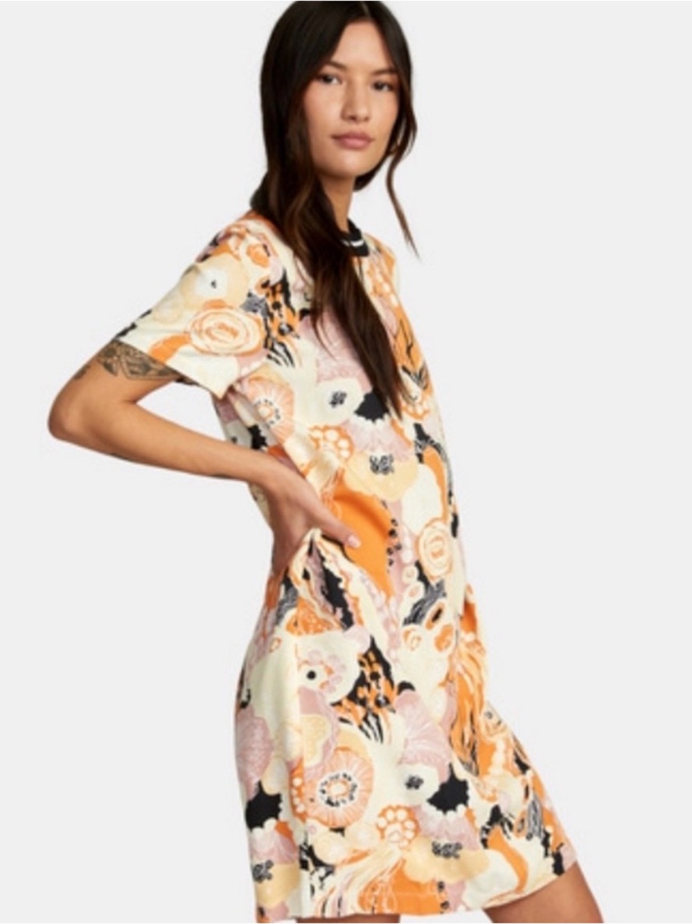 RVCA Tomboy Retro Printed Ringer Neck T-Shirt Dress